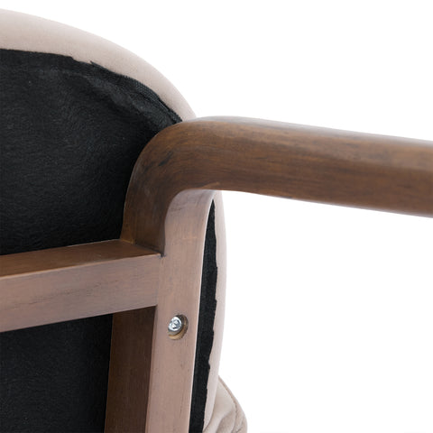 Woodmere Dining Chair, Walnut Effect Ash Solid Wood | Cream Velvet Fabric