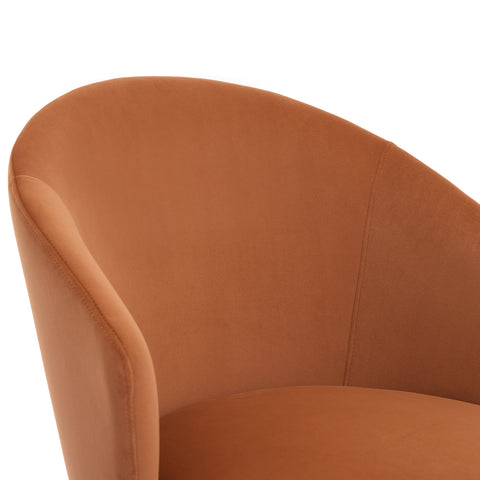 Woodmere Dining Chair, Walnut Effect Ash Solid Wood | Rusty Orange Velvet Fabric