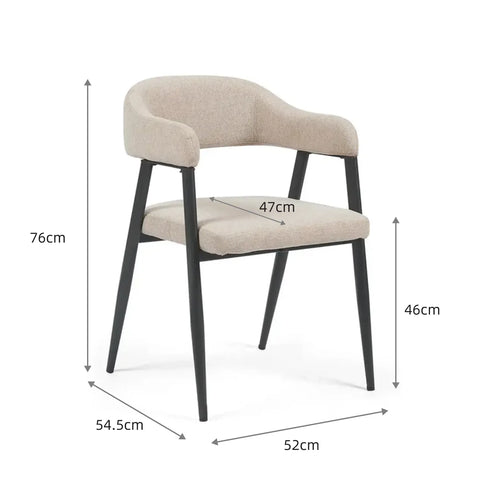 Chelsea Set of 2 Champagne Velvet Dining Chairs with Black Metal Frame