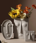 Raw Clay Abstract Face Ceramic Vase