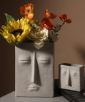 Raw Clay Abstract Face Ceramic Vase