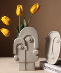 Raw Clay Abstract Face Ceramic Vase