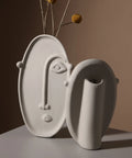 Raw Clay Abstract Face Ceramic Vase