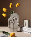 Raw Clay Abstract Face Ceramic Vase