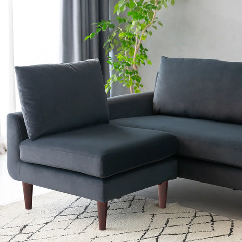 Vega Velvet Corner Sofa - Dark Grey