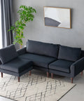 Vega Velvet Modular Corner Sofa - Dark Grey Charcoal
