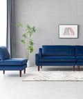 Vega Velvet Modular Corner Sofa - Navy