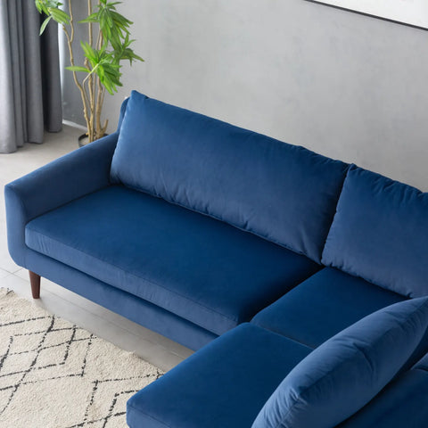 Vega Velvet Corner Sofa - Navy