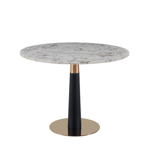 Pantheon White Marble Round Dining Table with Gold & Black Legs – 100cm