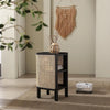 Farrow Solid Wood & Rattan Bedside Table - Black