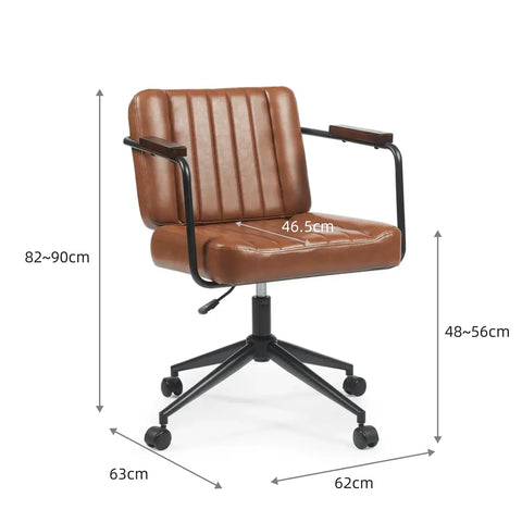 Freda Brown PU Leather Office Chair with Black Metal Frame