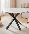 Heaven Round Dining Table with Ceramic White Top - 120cm