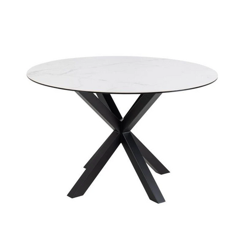 Heaven Round Dining Table with Ceramic White Top - 120cm