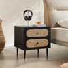 Izzy 2 Drawer Rattan Bedside Cabinet - Black