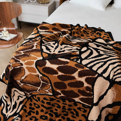 Animal Print (Tiger & Leopard) Knitted Throw