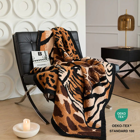 Animal Print (Tiger & Leopard) Knitted Throw