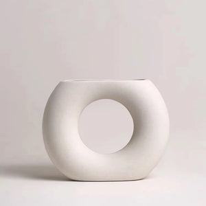 Open Round Raw Clay Floral Vase
