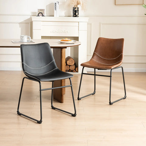 Ray Set of 4 Black PU Leather Dining Chairs