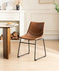 Ray Set of 4 Brown PU Leather Dining Chairs