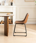 Ray Set of 4 Brown PU Leather Dining Chairs