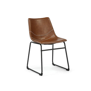 Ray Set of 4 Brown PU Leather Dining Chairs