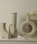 Round Raw Clay Floral Vase