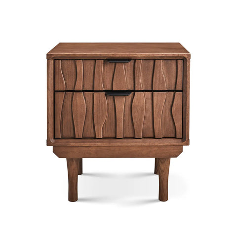Veneto Walnut Two Drawers Bedside Cabinet