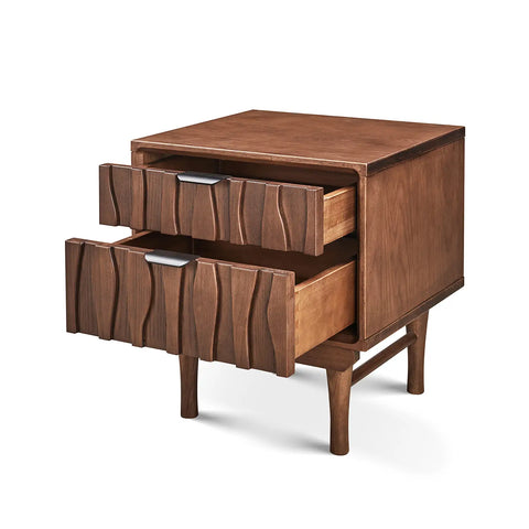 Veneto Walnut Two Drawers Bedside Cabinet
