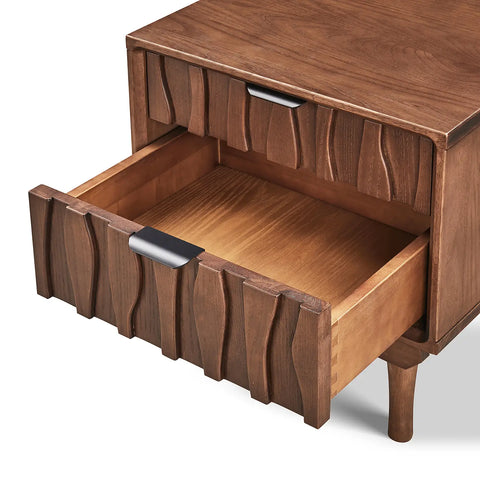Veneto Walnut Two Drawers Bedside Cabinet