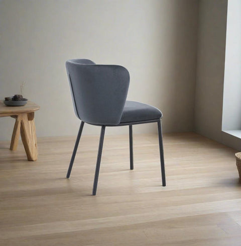 x2 Celeste Velvet Dining Chair in Dark Grey