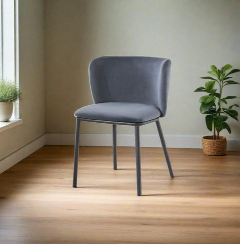 x2 Celeste Velvet Dining Chair in Dark Grey