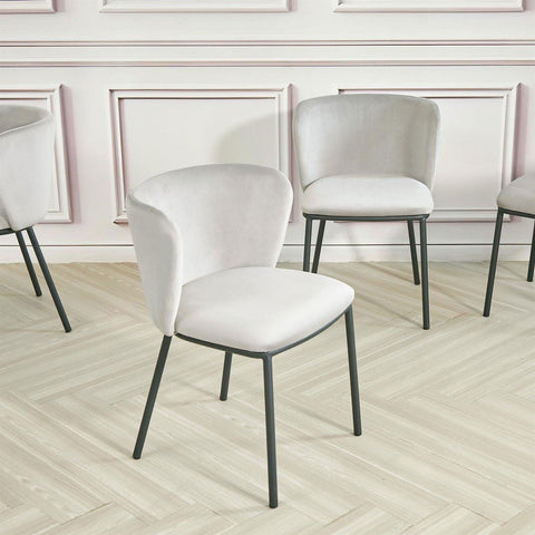 x2 Celeste Velvet Dining Chair in Light Grey