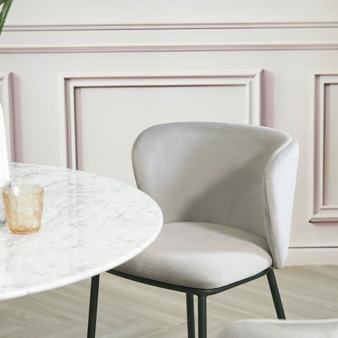 x2 Celeste Velvet Dining Chair in Light Grey