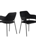 x2 Vega Black Velvet Dining Chairs with Armrests