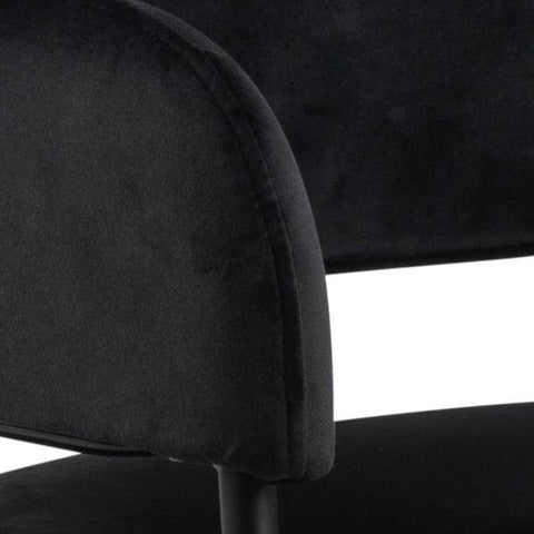 x2 Vega Black Velvet Dining Chairs with Armrests